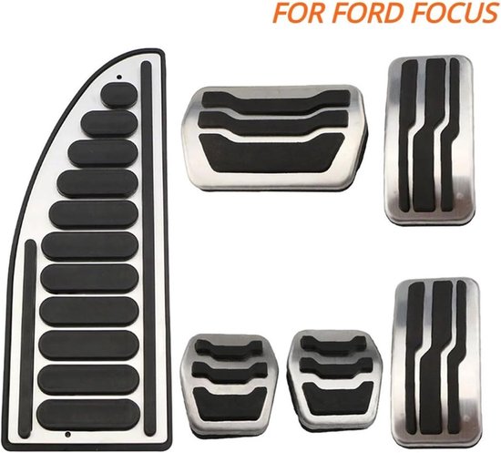 Pedaalhoezen Auto - Rvs Covers - Verbeterde Grip - Antislip Rubber - Set van 3 - Zilver Zwart — afbeelding 3
