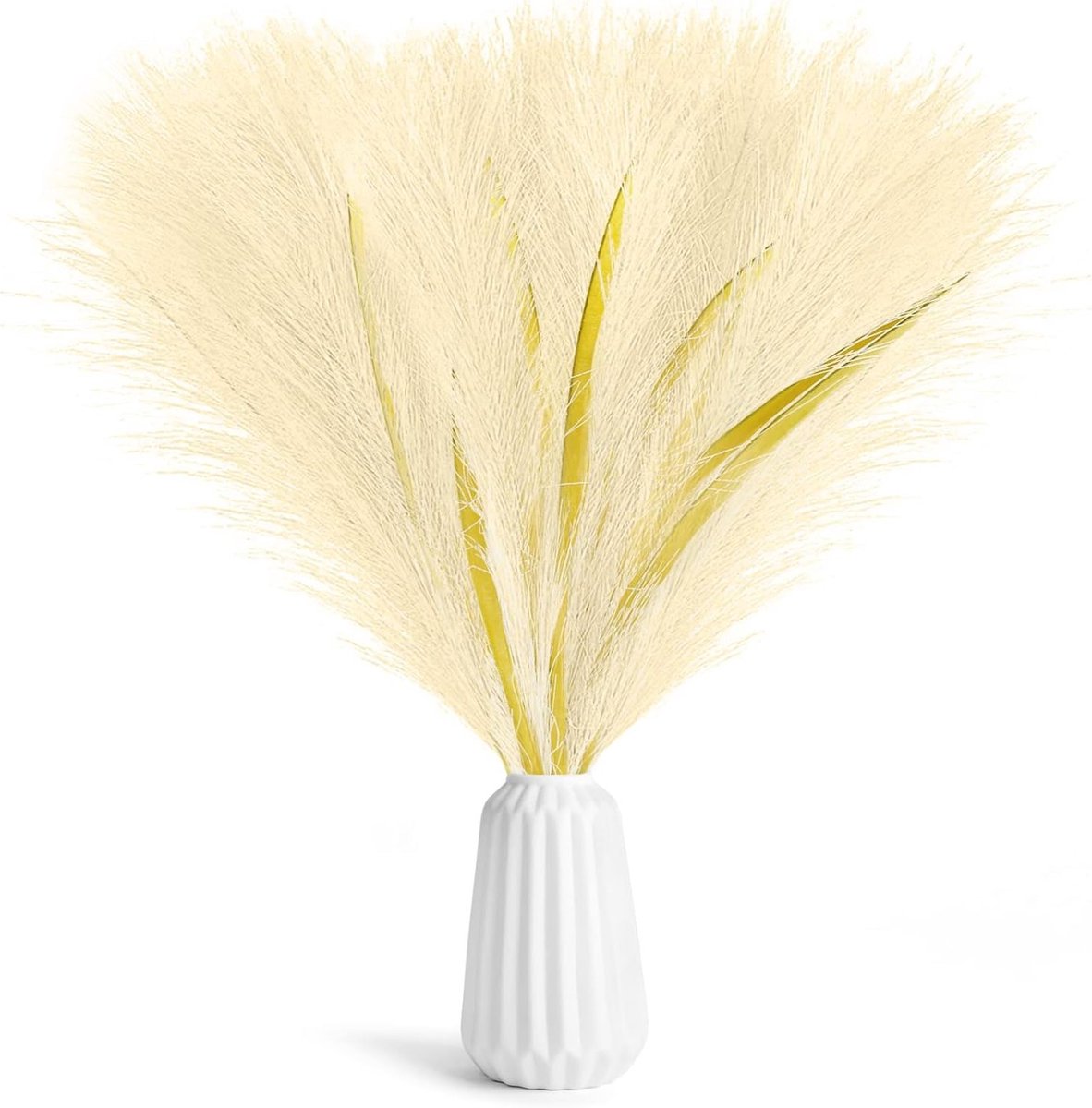 6 Stuks Pampasgras Decoratie - Kunstmatige Gedroogde Bloemen voor Boho Woonkamer en Slaapkamer Vazen (Beige)