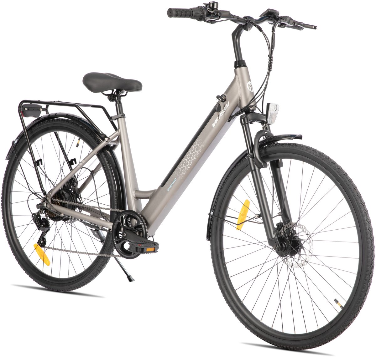 LAMASSU Elektrische Fiets - 700*38C - 250W Motor - 60 km Actieradius -Shimano 7 Versnellingen - Aluminium Frame - Unisex - Grijs