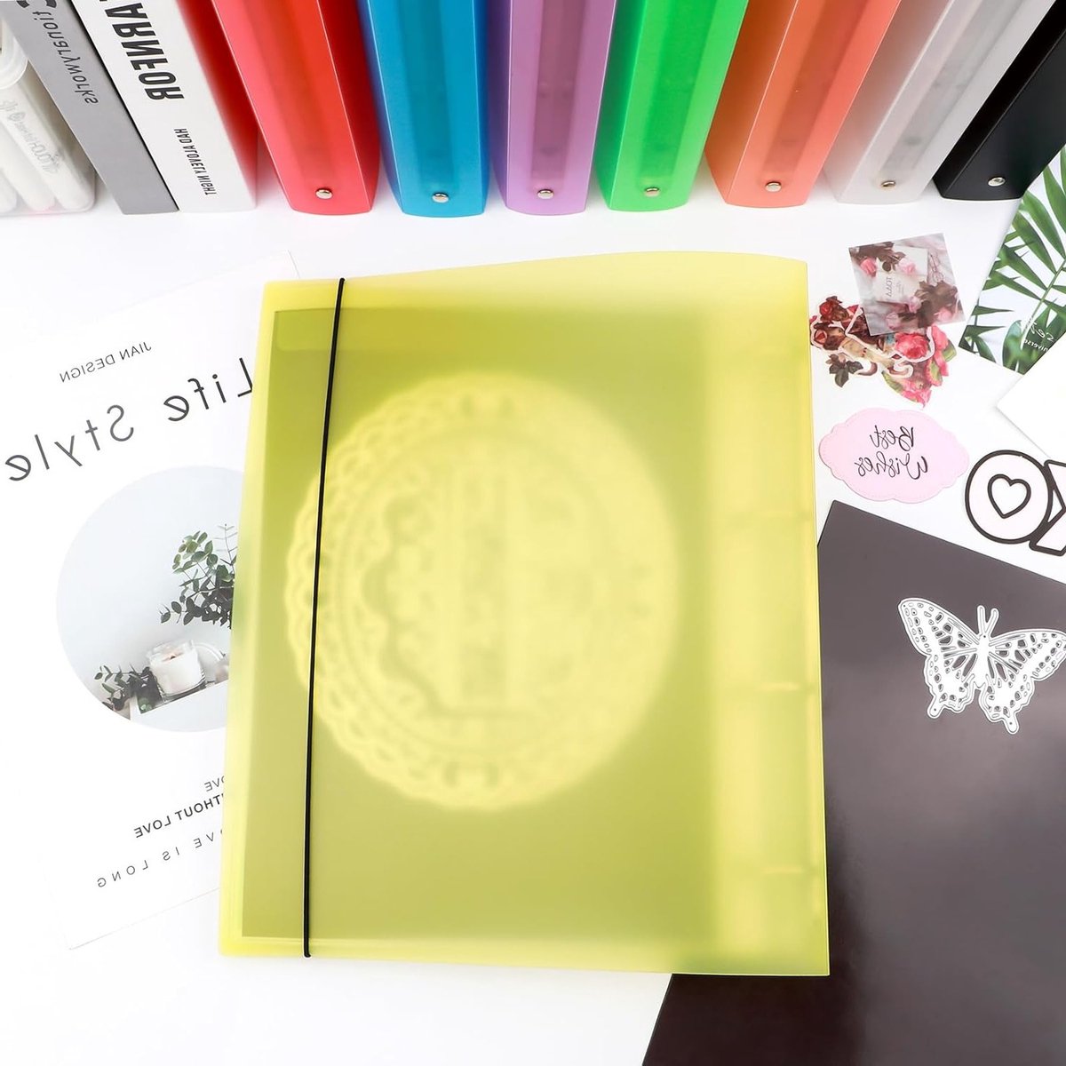 Set van 8 A4 4 Ring Binders met Transparante Soft PVC Covers voor Herbruikbare Notitieboeken en Stempels, Matte Oppervlak, 8 Kleuren — cadeau in Cadeau-ideeën - foto 7