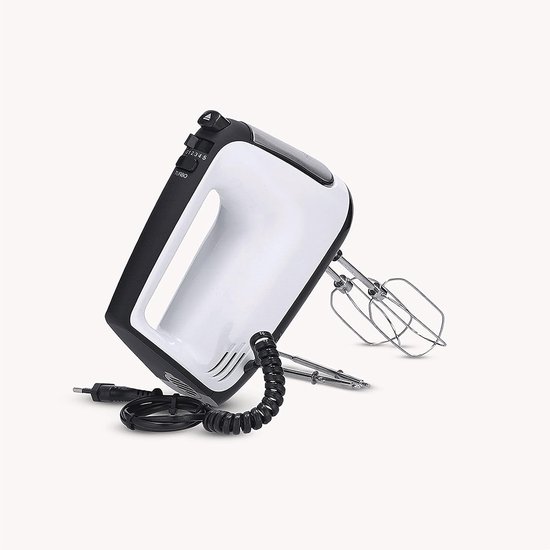 Handmixer - Keukenmixer - Beslag Maken - Flexibel Spiraalkabel - 400 Watt - Wit Zwart — afbeelding 4