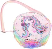 Sac banane pour enfants - Sac à bandoulière pour filles - Sac de loisirs - Paillettes - 16x6x6 cm - Rose