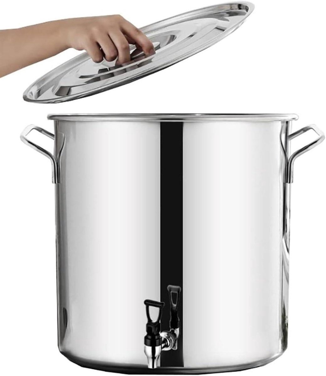 Roestvrijstalen Soeppan - Kookpan Deksel - Gelijkmatig Koken - Composiet Bodem - 20-60 cm - Zilver
