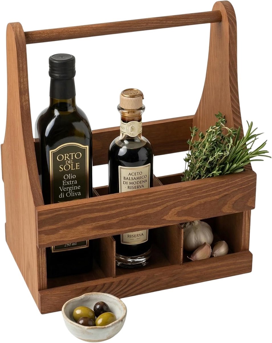 Houten Flessendrager - Bierkratje Drager - Drankjes Vervoeren - Zes Flessen Houder - 24 x 16 x 29 cm - Bruin — cadeau in Koken & Dineren - foto 7
