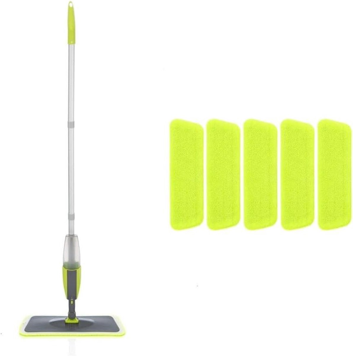Stoom Dweil - Spray Mop - Vloeren Reinigen - 360 Rotatie - Herbruikbare Pads - Groen