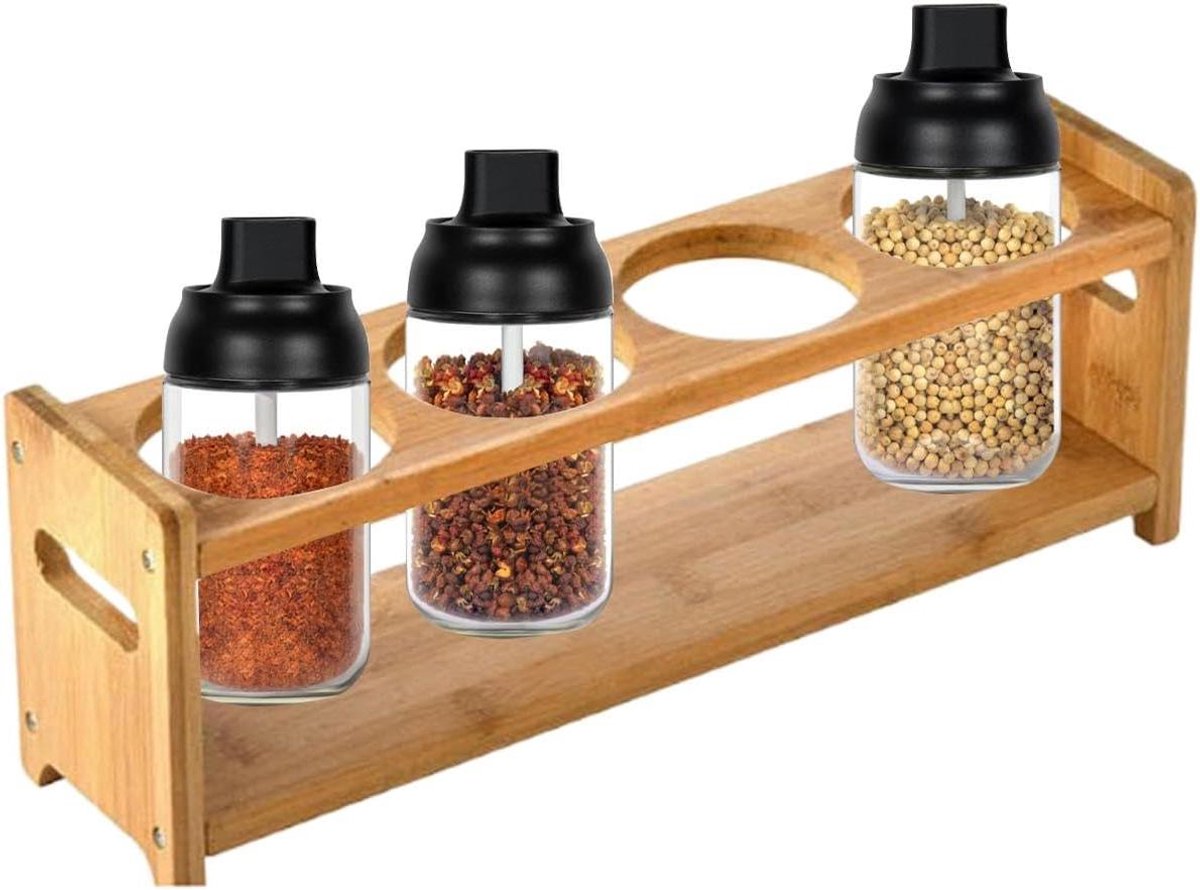 Kruiden Organizer - Lade Houder - Keuken Opbergen - Dubbellaags Ontwerp - 32x32mm - Houtkleur