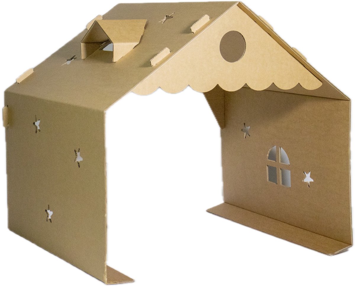 Kartonnen kinderbed huis - 90 x 80 x 83 cm - Leuk om te versieren - Kartent