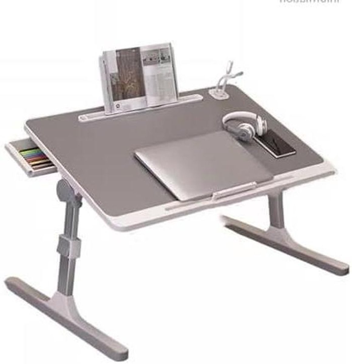 Laptop Bed Bureau - Opvouwbare Tafel - Studeren Werken - In Hoogte Verstelbaar - 5 Hoogte-standen - Zwart