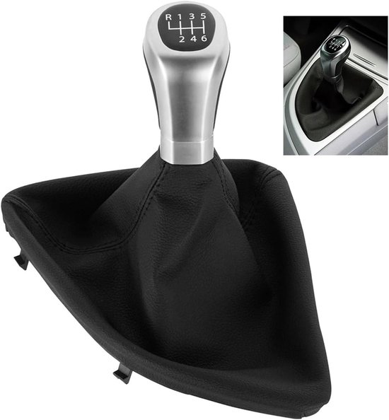 Versnellingspook Knop - Handgeschakelde Pook - Auto Interieur - Ergonomisch R-vormig - 6 Snelheden - Zwart Zilver — afbeelding 3
