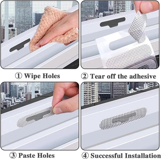 Reparatietape Gaas - Raamfolie Patch - Gaten Dichten - Waterdicht Sterk - 30 Stuks - Grijs — afbeelding 5