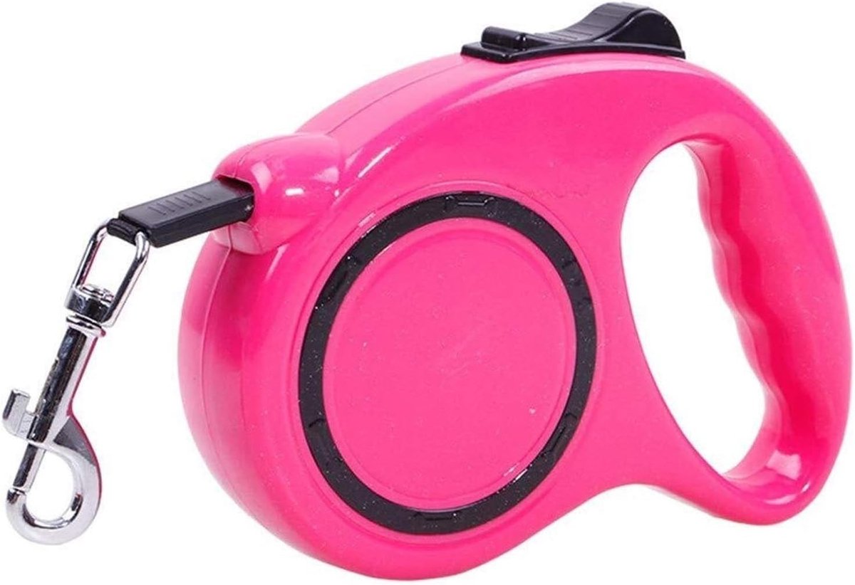 Oprolbare Hondenriem - Uitschuifbare Riem - Comfortabel Wandelen - Verstelbare Lengte 5m - Voor Kleine Honden - Diep Roze