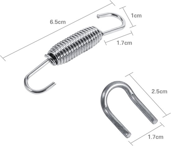 Dailygoods- Uitlaatveer - Roestvrij Staal - 2x Motorfiets Uitlaat - Verstelbare Haak - Schokbestendig - Duurzaam - 65mm Lengte - Uitlaatbeugel van Dailygoods — afbeelding 4