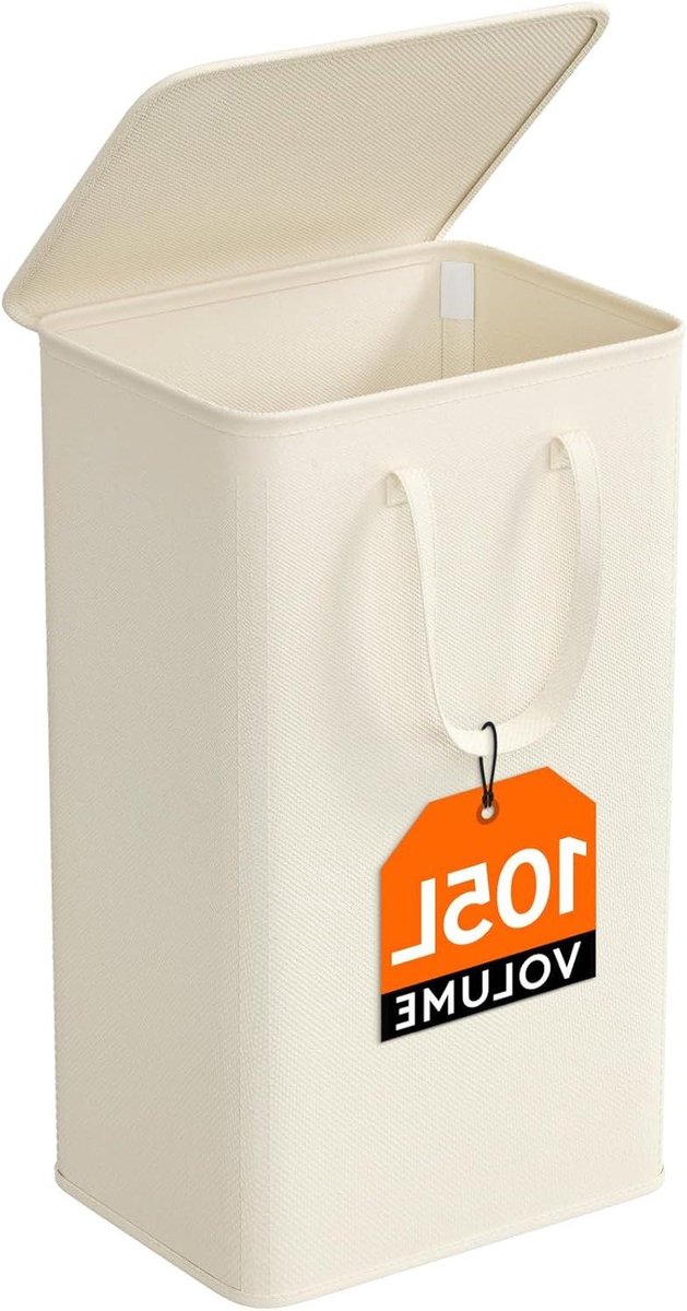 Wasmand met Deksel Opvouwbare mand Was sorteren Onwankelbare stabiliteit 105 Liter Wit