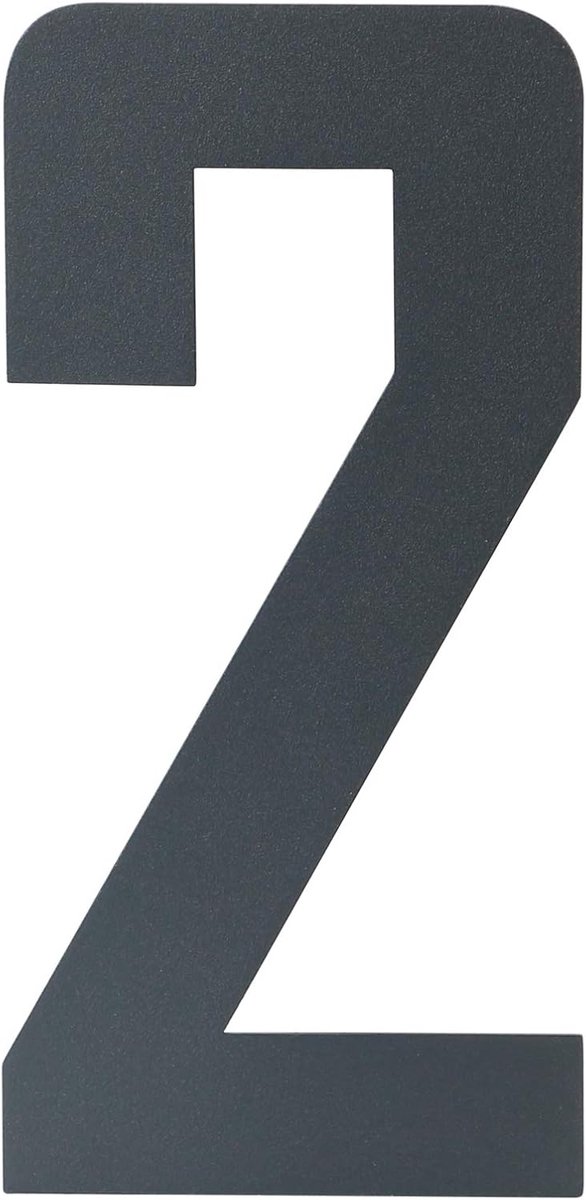 Huisnummer 2 - Nummerbord Deur - Huis Verfraaien - Weerbestendig Roestvrij Staal - 20cm Hoog - Antracietgrijs