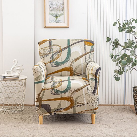 Stoelhoes – Elastische stoelhoes – Geschikt voor fauteuils/relaxstoelen – Afneembare stoelhoes – Elastische bankhoes met armleuningen – Hoes voor banket-/leesfauteuils – Geschikt voor bureaustoelen, eetkamerstoelen, kaptafelstoelen en keukenstoelen