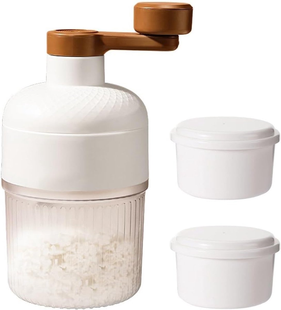 JeiibrZui Handmatige IJsschaafmachine - Compact Draagbaar Ontwerp - 2 Bakjes Inclusief - Voor Slushies Cocktails Feesten - Blauw