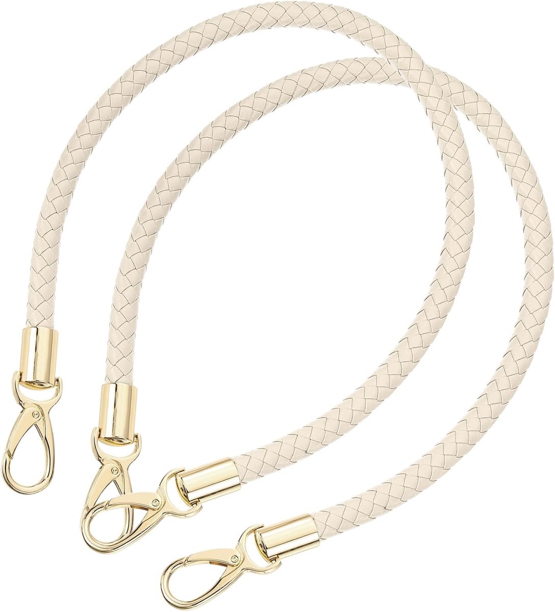 Tasriemen Set - PU Leren Tasgrepen - 2 Stuks 60 cm - Draaibare Metalen Gespen - Voor Handtassen en Clutches - Beige met Goud