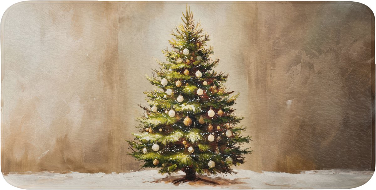 Badmat 120x60 cm - Antislip - Kerst - Sfeer - Groen - Badmatten voor badkamer - Badkamermat - Douchemat - Badkamer mat