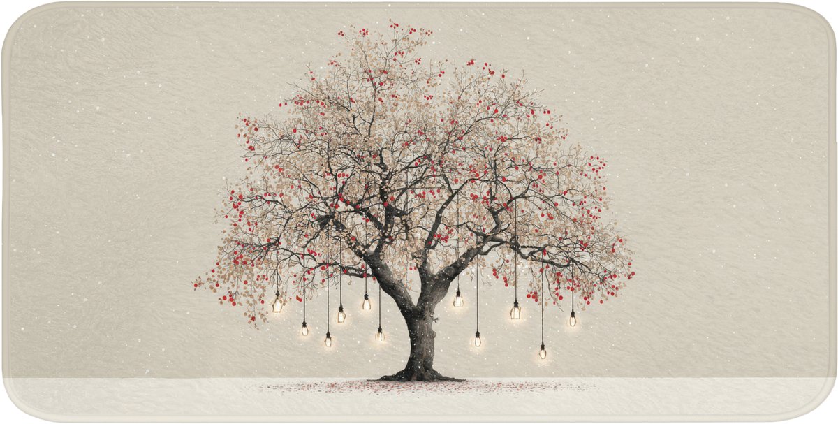 Badmat 120x60 cm - Antislip - Lichtboom - Winter - Kerst - Meerkleurig - Badmatten voor badkamer - Badkamermat - Douchemat - Badkamer mat