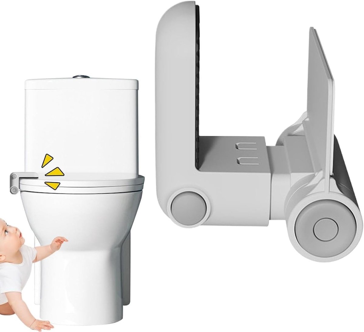 Veiligheidsslot voor toilet voor kinderen - Eenvoudige installatie, duurzaam ABS materiaal, wit design, kindvriendelijk
