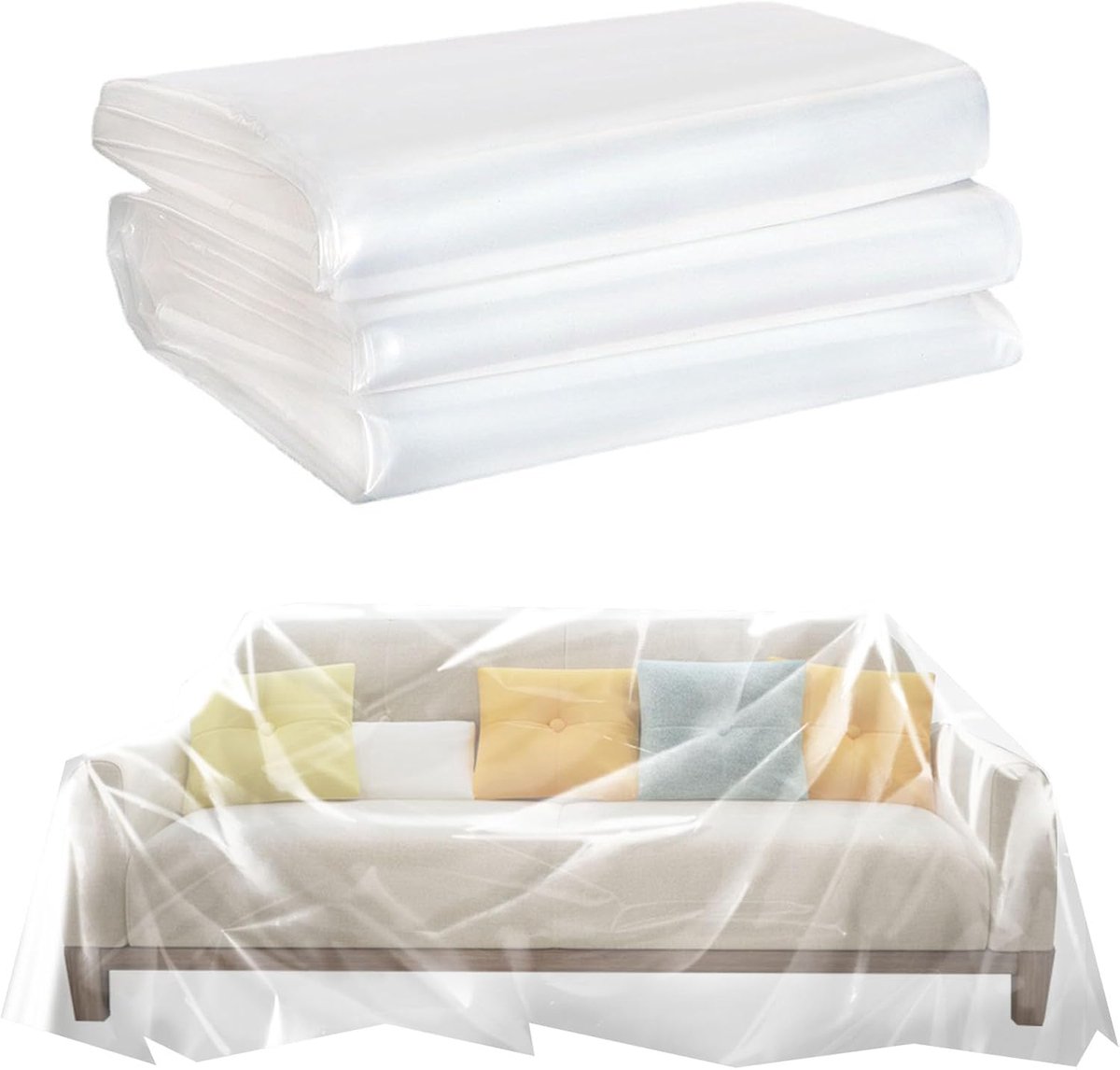 2-delige bankhoes, transparante bankhoes, stofwerend, kunststof, waterdicht, Geschikt voor meubels, boekenplanken, plantenstandaards, slijtvast en stofwerend (200 cm x 300 cm)