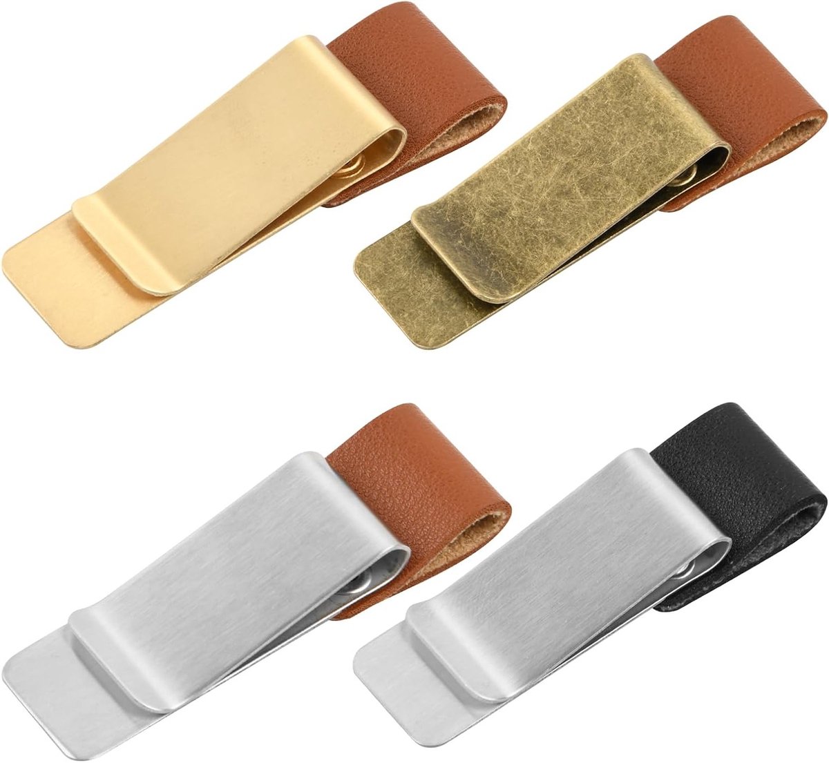 Set van 4 Lederen Penhouders Clips voor Agenda, Notitieboek en Planner - Retro Design met Metalen Clip voor Notities