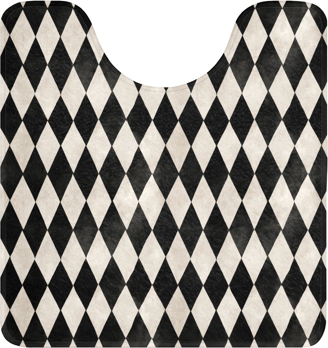 WC mat met uitsparing 55x60 cm - Antislip - Klassiek - Patroon - Zwart - Toiletmat met uit