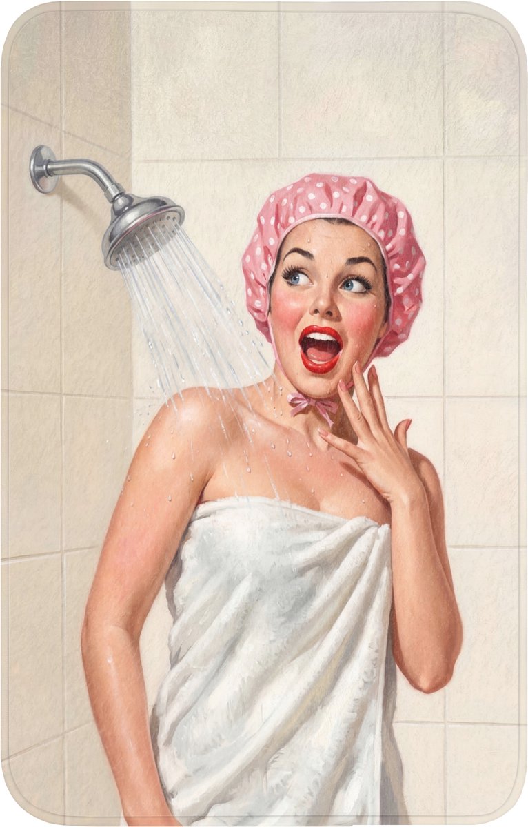 WC mat 50x80 cm - Antislip - Vrouw - Douche - Roze - Toiletmat - Vloermat - Douchemat - To