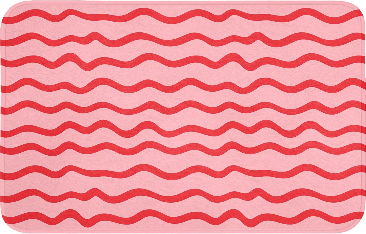 WC mat 80x50 cm - Antislip - Speels - Patroon - Rood - Toiletmat - Vloermat - Douchemat -