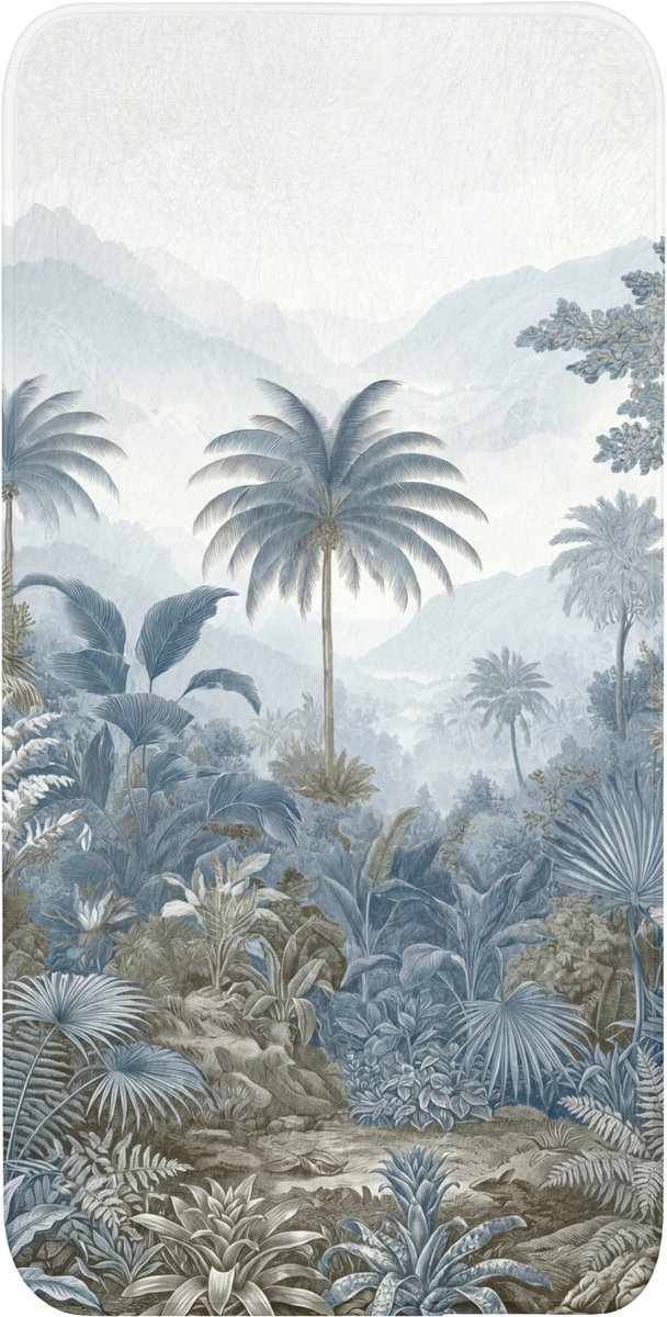 Badmat 60x120 cm - Antislip - Jungle - Modern - Blauw - Groen - Badmatten voor badkamer - Badkamermat - Douchemat - Badkamer mat