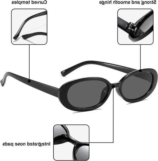 Retro Ovale Zonnebril voor Dames en Heren - Cat Eye Vintage 90s Stijl - Trendy Bescherming voor Buitenactiviteiten en Autorijden van Merkloos — afbeelding 2