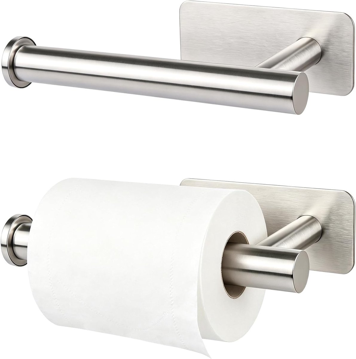 Zelfklevende Toiletpapierhouder Set van 2, RVS Wandhouder voor Badkamer en Keuken, Modern en Eenvoudig Te Installeren zonder Boren