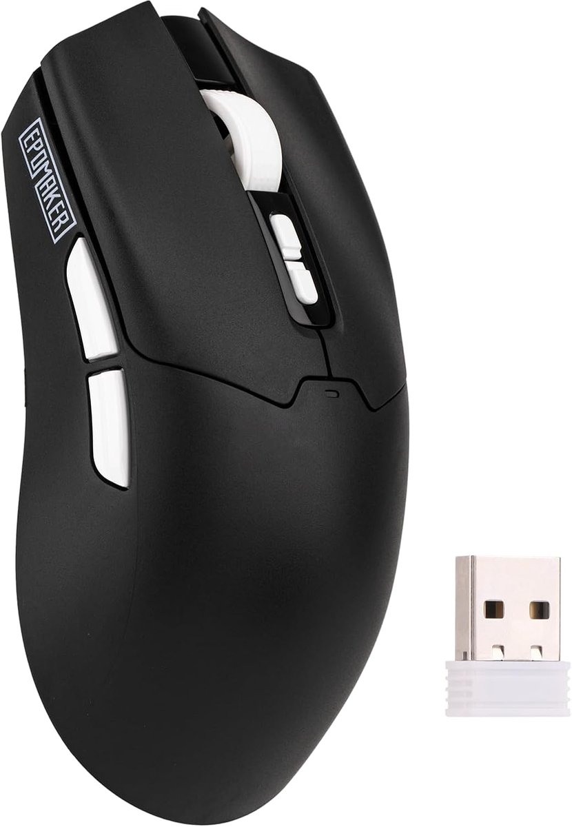 EPOMAKER Click Lite - Draadloze Gaming Muis - 59g Ultralicht - PAW3311 Sensor - 12.000 DPI - Tri-Mode (2.4G/BT/USB-C) - 500mAh Batterij - 5 Programmeerbare Knoppen - Zwart