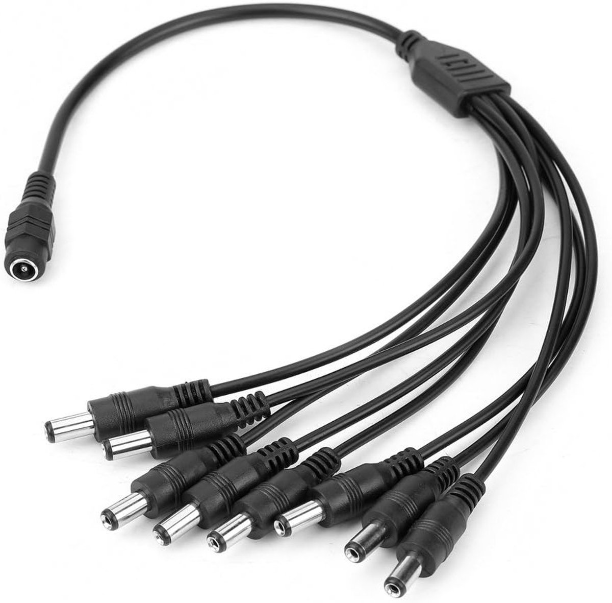 DC 12V Power Splitter Kabel 40cm, 1 Female naar 8 Male Adapter voor CCTV Camera's, Ondersteunt CVBS, CVI, ADH en TVI