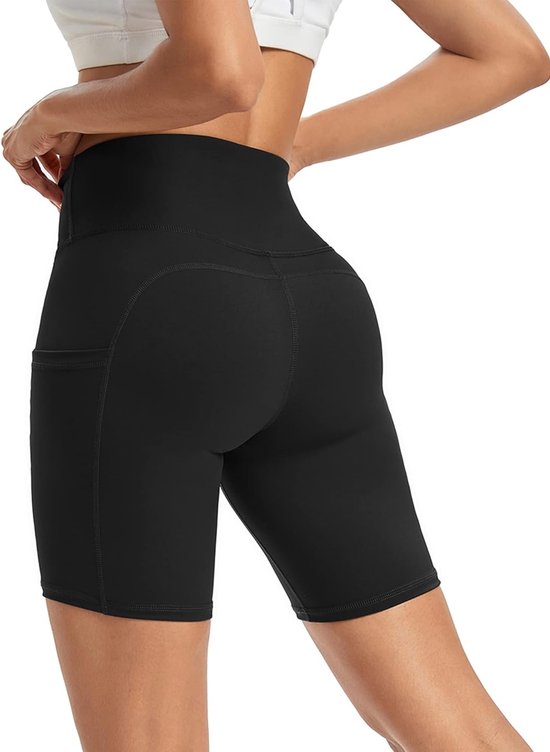 Shorts de sport pour femmes taille haute avec poches - Short de yoga, course à pied et entraînement pour femmes actives