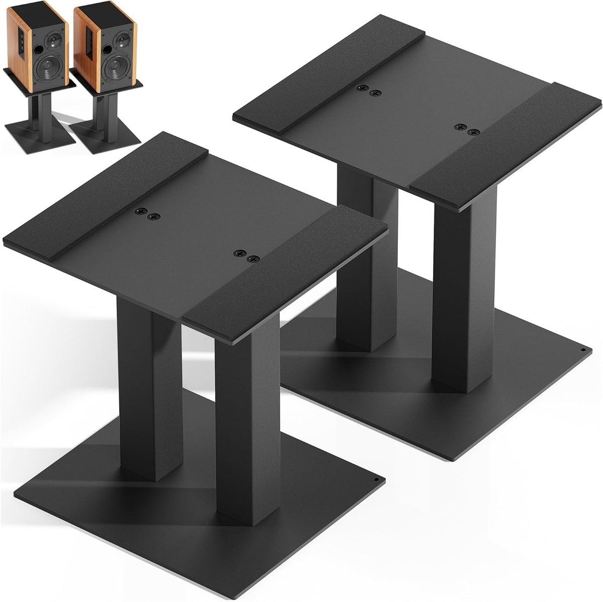 Set van 2 Universele Metalen Speakerstands voor Kantoor, Geschikt voor Computer en Boekenkast, Tot 13kg (Groot)