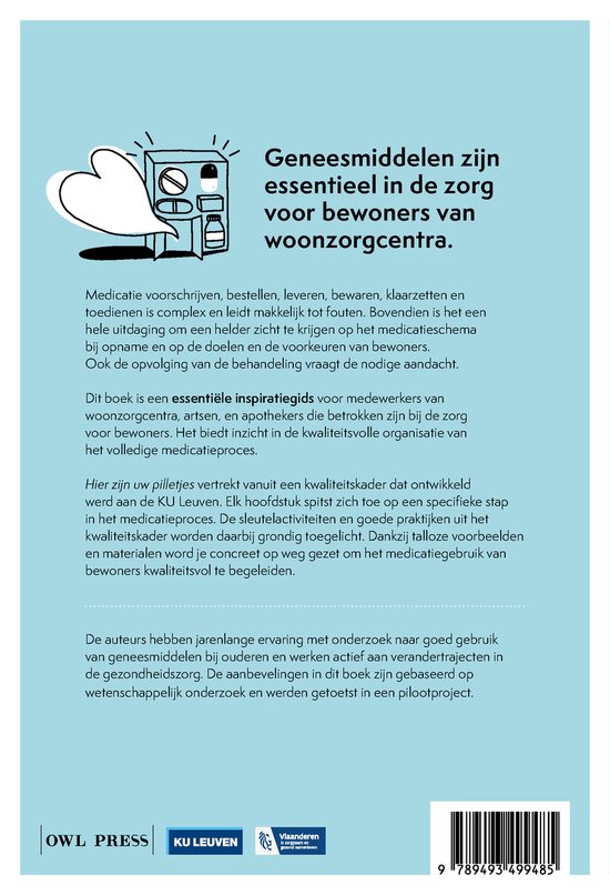 Boekomslag met de titel "Geneesmiddelen zijn essentieel in de zorg voor bewoners van woonzorgcentra."