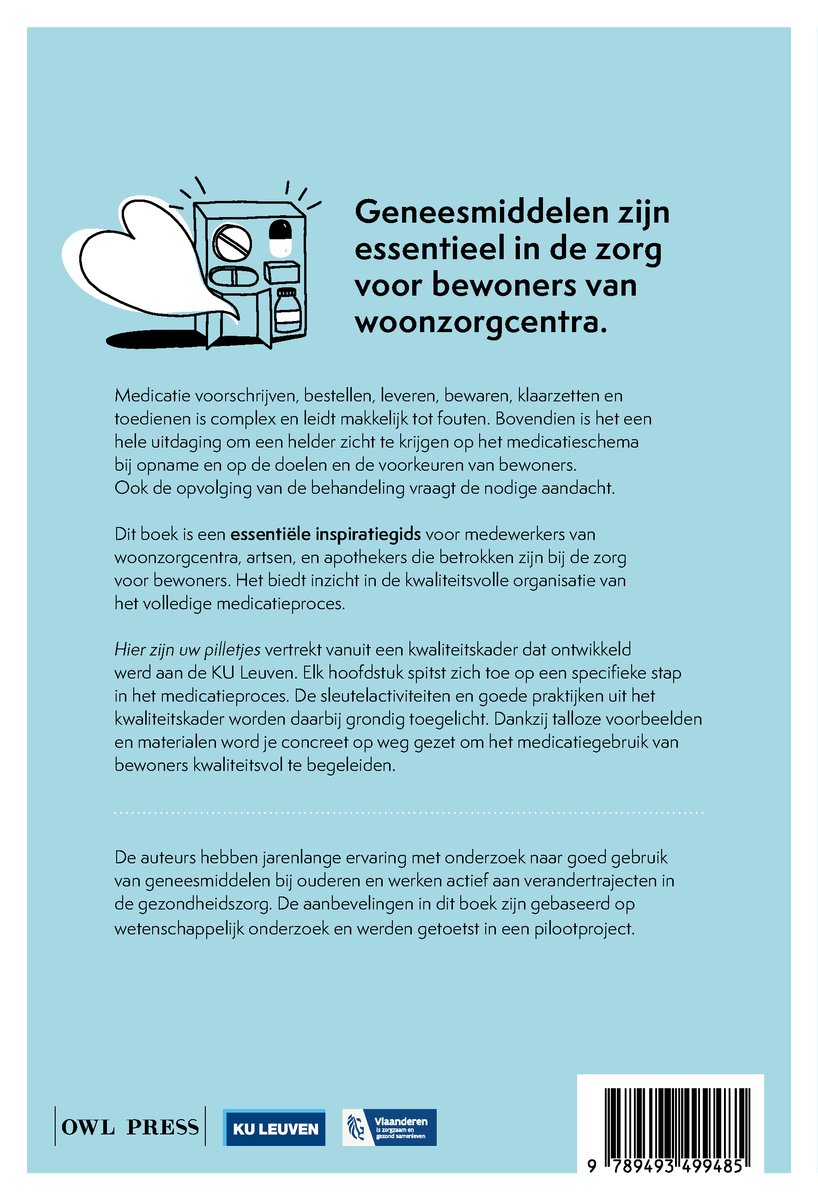 Boekomslag met de titel "Geneesmiddelen zijn essentieel in de zorg voor bewoners van woonzorgcentra."