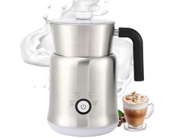 Elektrische warme chocolademelkmachine – Krachtige roestvrijstalen machine voor warme chocolademelk en cacao – 4-in-1 afneembare melkschuimer