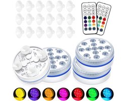 Underwater LED Lichten – Pack van 4 – 16 RGB Kleuren Veranderingen – Verlichting voor Zwembad en Vijver met RF Afstandsbediening – Zuignappen – IP68 Waterdicht – Decoratieve Verlichting