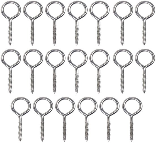 Sander Shop 20 pièces M4x50 Vis à œil Crochets à vis Vis autotaraudeuses en acier inoxydable 304 Vis à œil Crochets à œil Vis à œil en acier inoxydable Crochets pour utilisation intérieure et extérieure