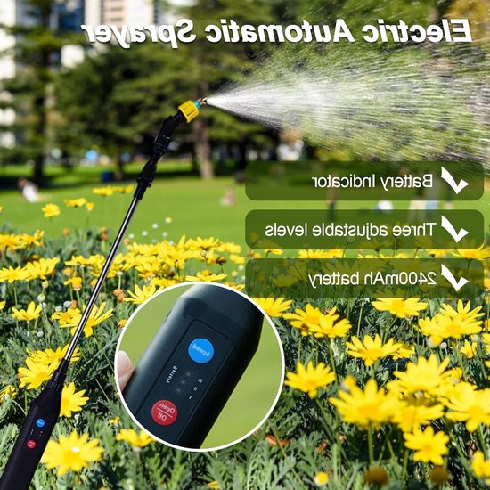 Brenzoos - Electric Plant Sprinkler - Draagbare Water Sprinkler - 5 Liter - Verstelbare Nozzles - Ideaal voor Tuin en Gazon - Efficiënt Onkruidbestr.. — afbeelding 4