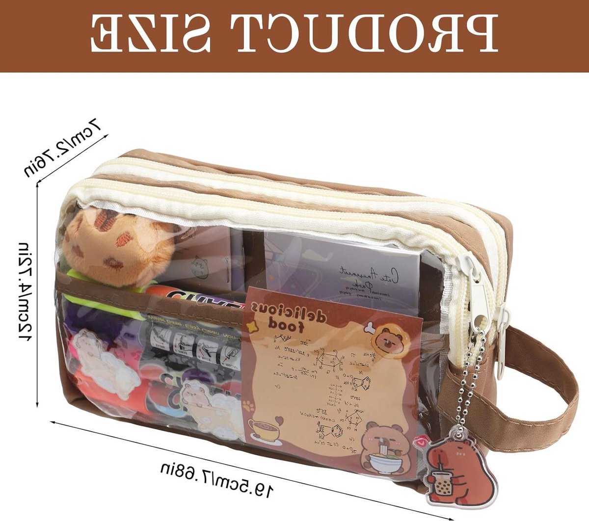 Schattige capybara etui set voor kinderen, grote dieren etuis, pennenhouder en schoolbenodigdheden