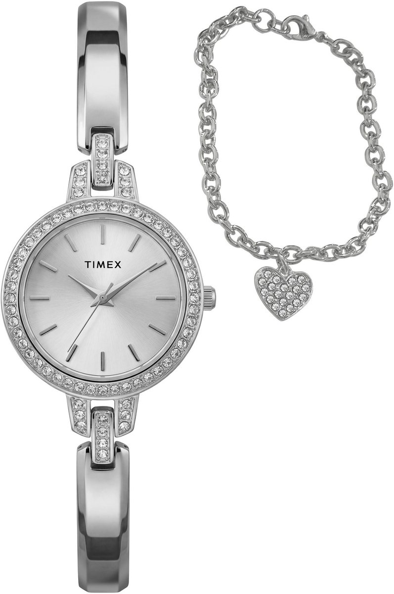 Timex Womens Trend Quartz Analoog Horloge Silver Tone Kast: 100% Legering Materiaal | Armband: 100% Legering Materiaal 28 mm TWG067700AJ, TWG067800AJ, TWG067900AJ