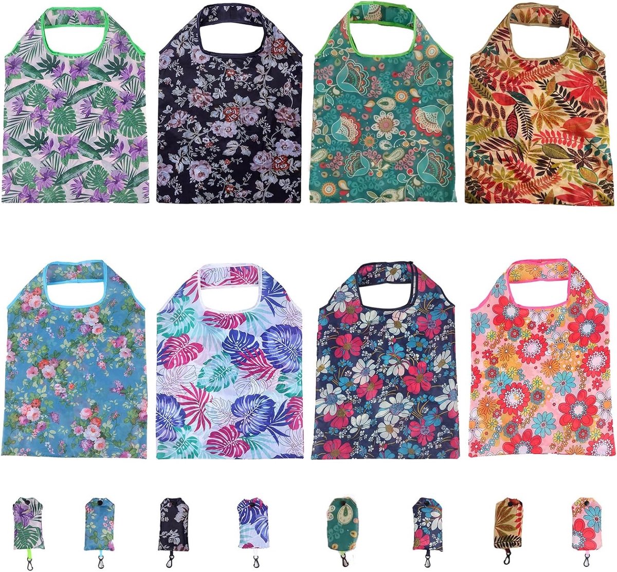 Herbruikbare en Vouwbare Shopping Bags van Polyester, Lichtgewicht en Stevig, Perfect voor Winkelen, Reizen en Dagelijks Gebruik, 50 x 37 cm met Haken