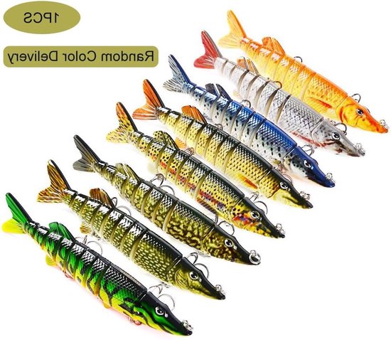 Realistische langzaam zinkende baars swimbait met meerdere gewrichten, set met drievoudige haken voor baars, forel en snoekbaars — afbeelding 2