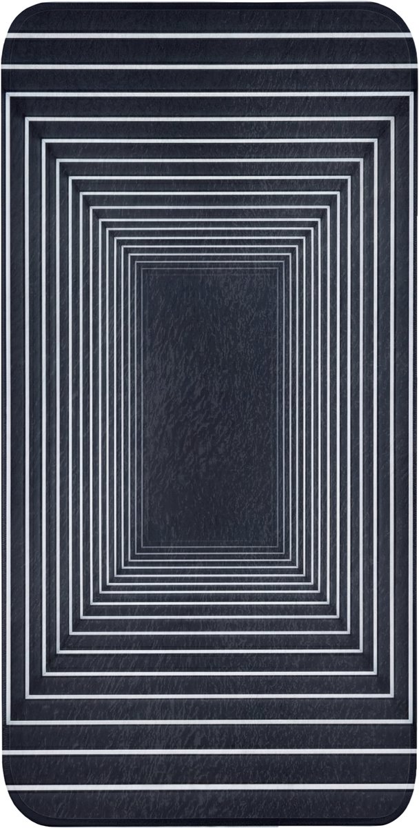 Badmat 60x120 cm - Antislip - Lijnen - Hypnotiserend - Zwart - Badmatten voor badkamer - Badkamermat - Douchemat - Badkamer mat