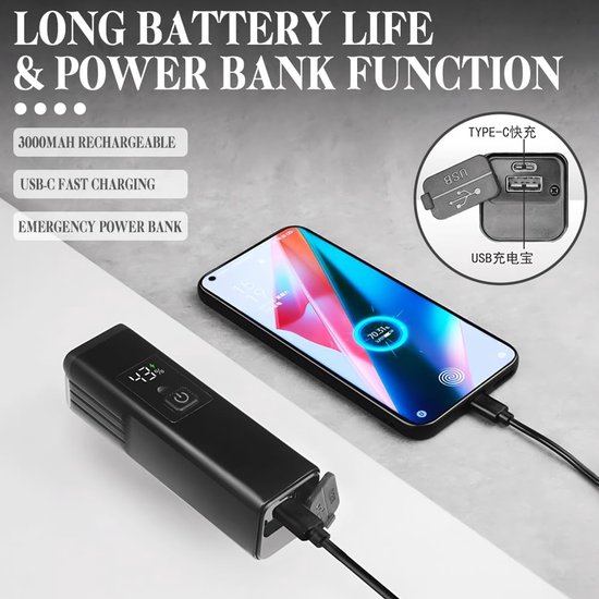 Fietsverlichtingsset LED - Oplaadbare Lampen - Veilig Fietsen - Waterdicht Ontwerp - 2000mAh Batterij - Zwart — afbeelding 3