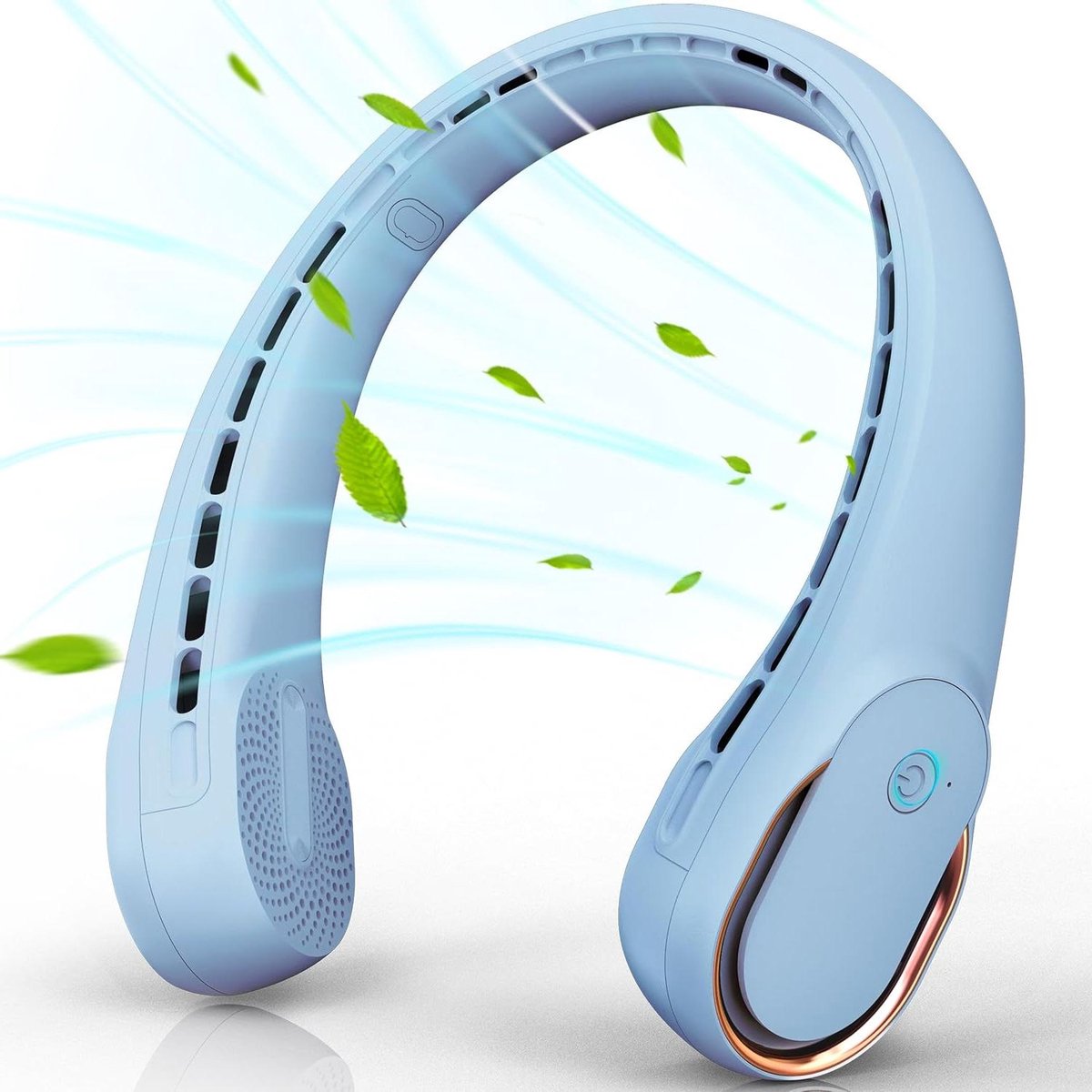 Nekventilator Draagbaar - Persoonlijke Ventilator - Persoonlijke Koeling - 360 Graden Wind - 5200mAh - Lichtblauw