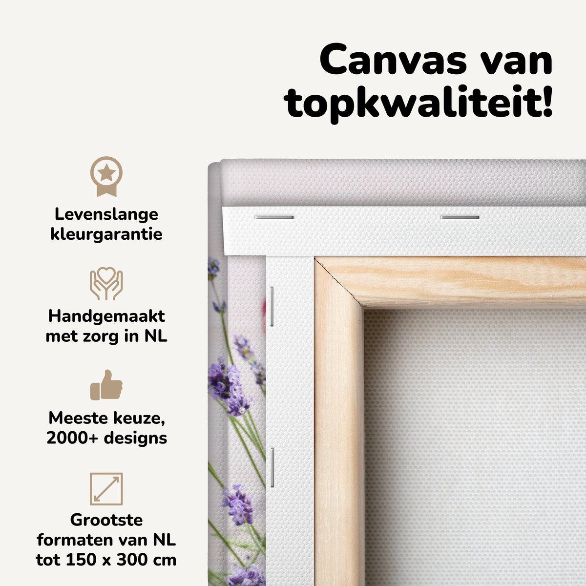 Canvas schilderij 20x30 cm - Wanddecoratie Gieter - Bloemen - Lavendel - Muurdecoratie woo
